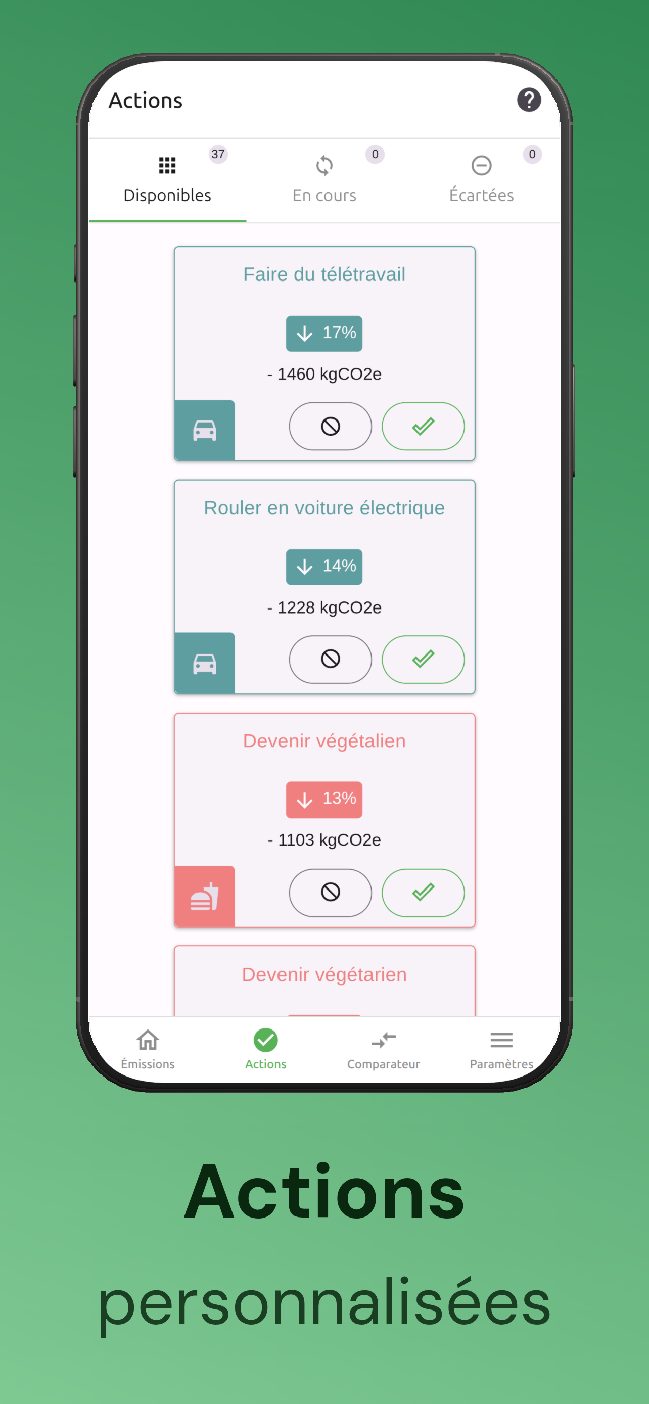 Actions personnalisées